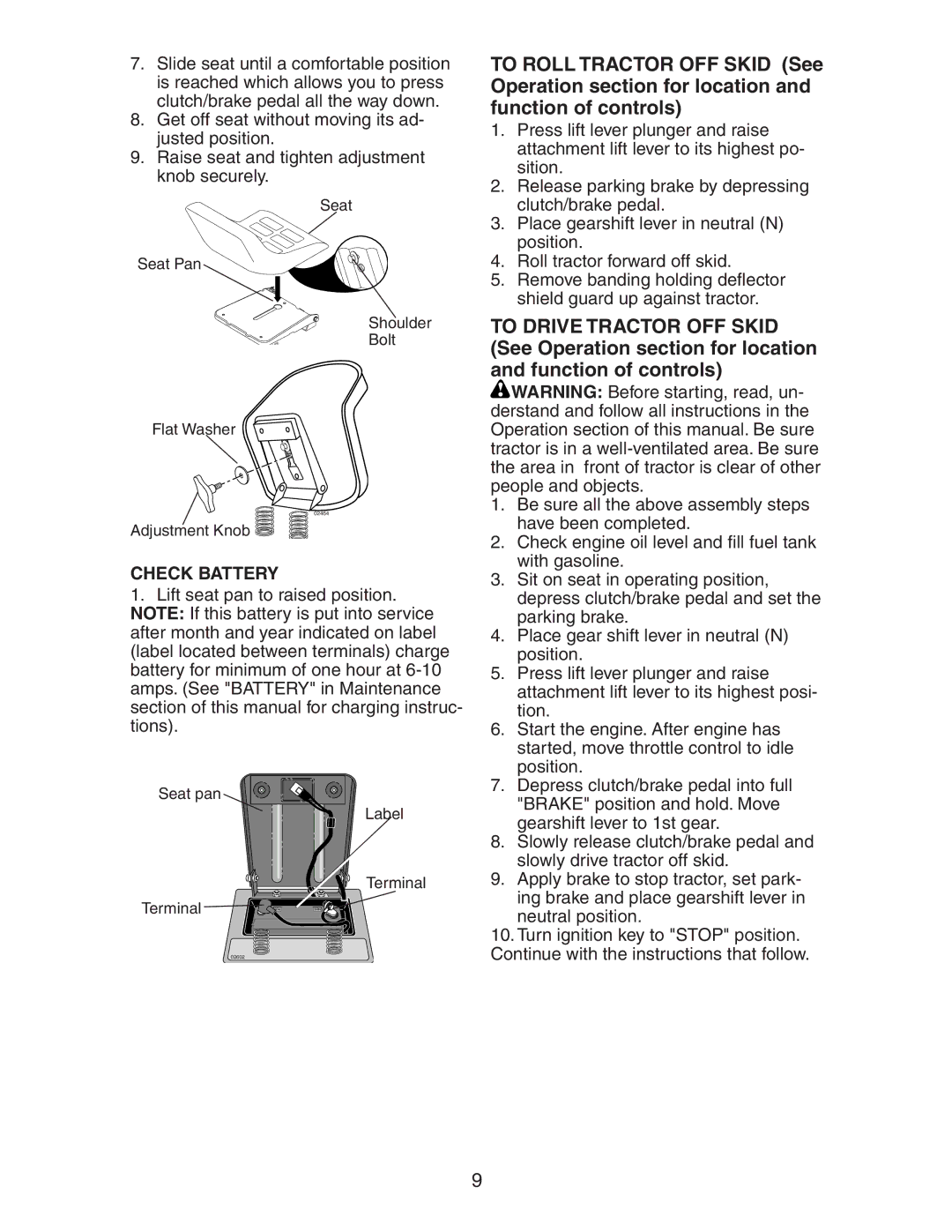 Poulan 425014X92E manual Check Battery 