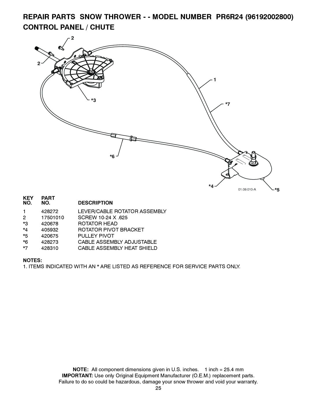 Poulan 96192002800, 428510, PR6R24 LEVER/CABLE Rotator Assembly, Rotator Head, Rotator Pivot Bracket, Pulley Pivot 