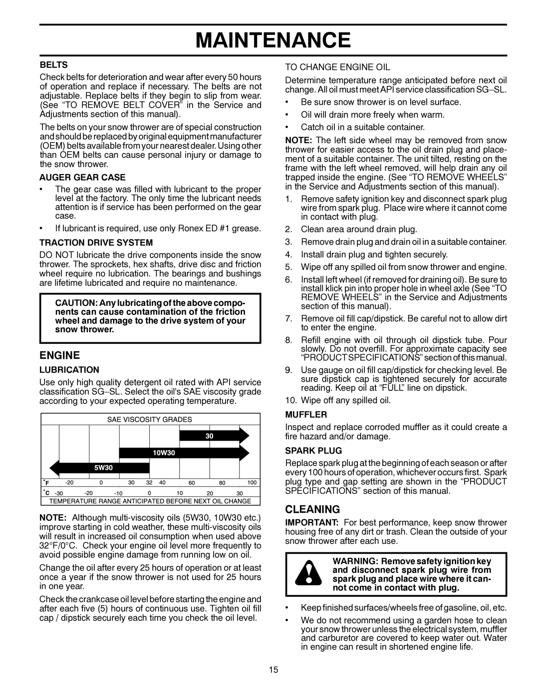 Poulan 428550, 96198002800, PP265E27 owner manual Engine, Cleaning 