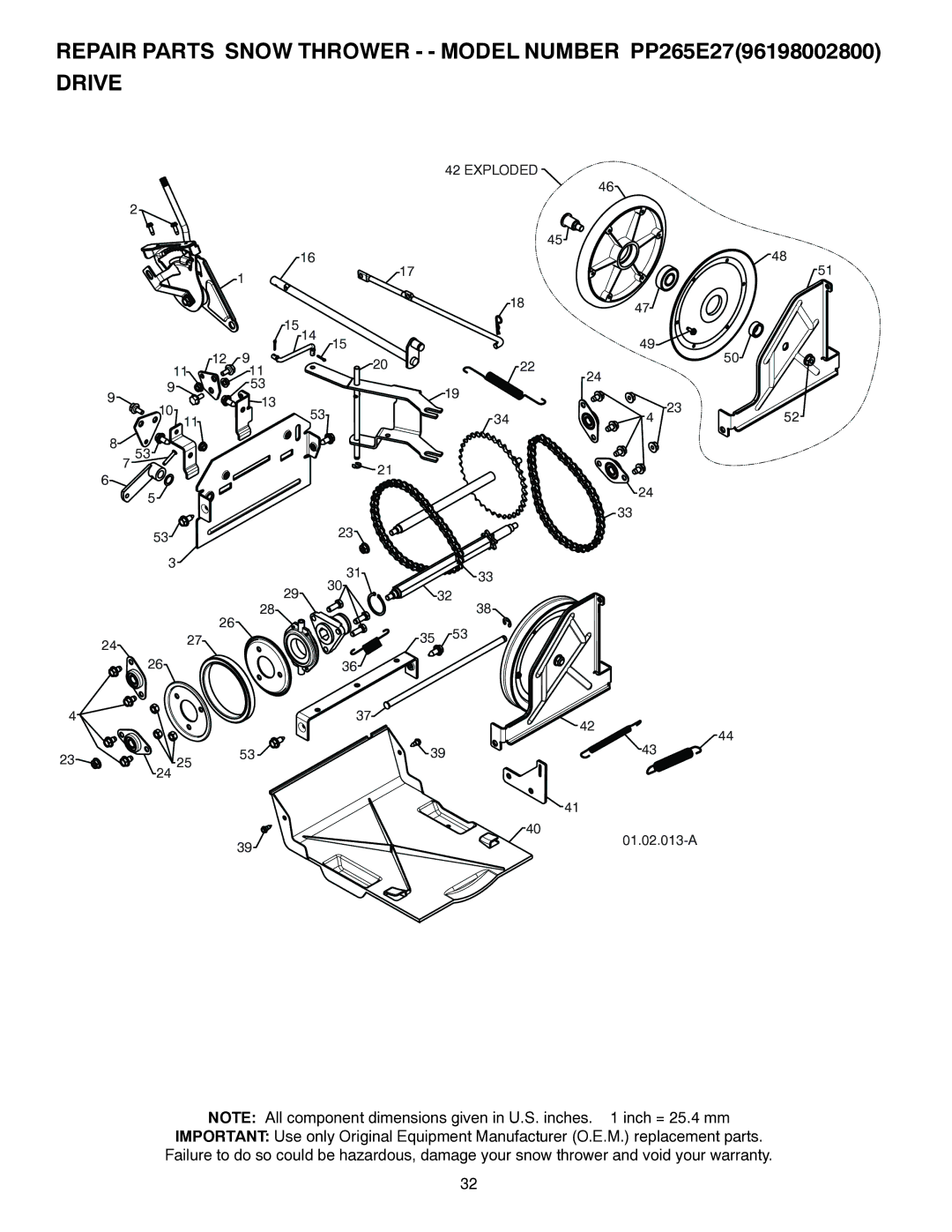 Poulan PP265E27, 428550, 96198002800 owner manual Exploded 