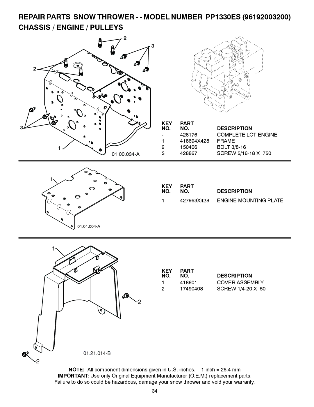 Poulan PP1330ES, 428553, 96192003200, PR1330ES Complete LCT Engine, Frame, 427963X428, Engine Mounting Plate, Cover Assembly 