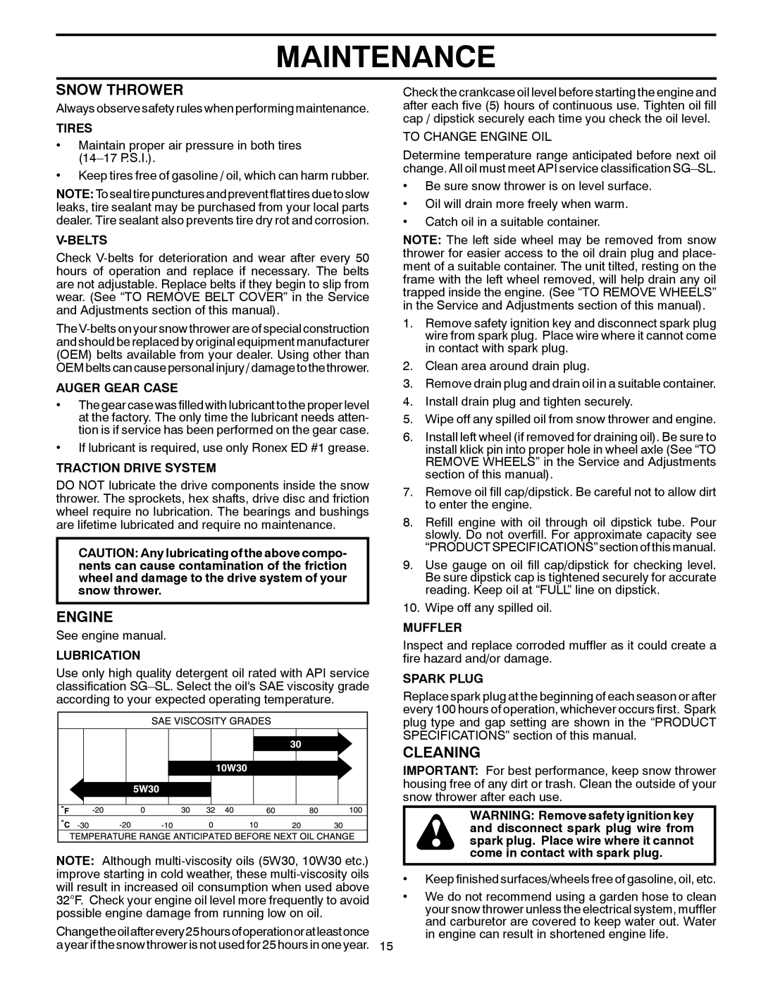 Poulan 96194000900, 428558 owner manual Snow Thrower, Engine, Cleaning 