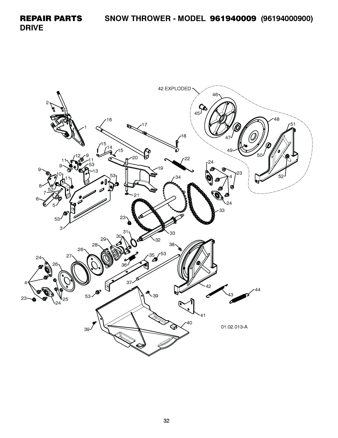 Poulan 428558, 96194000900 owner manual Exploded 