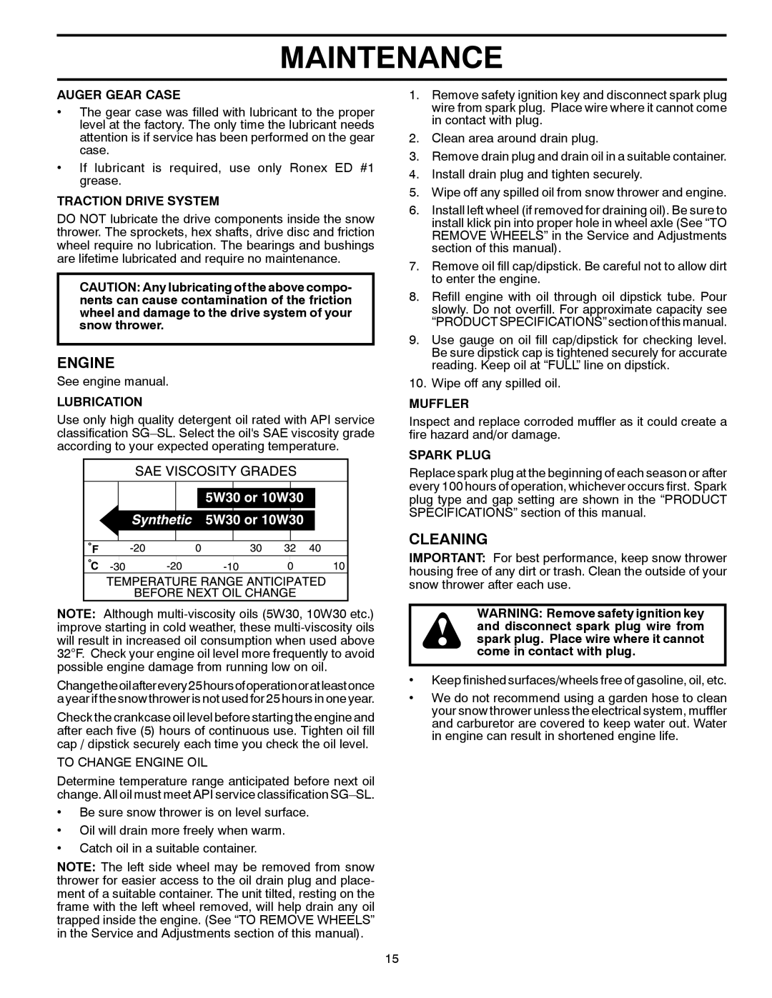 Poulan 96192003001, 428695 owner manual Engine, Cleaning 