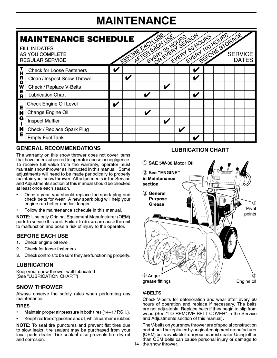 Poulan XT11530ES, 428861, 96192003500 owner manual Maintenance 