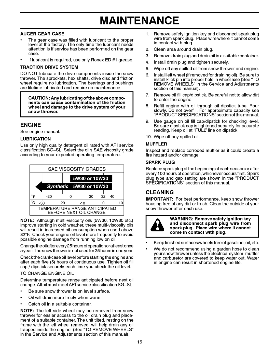 Poulan 428861, 96192003500, XT11530ES owner manual Engine, Cleaning 