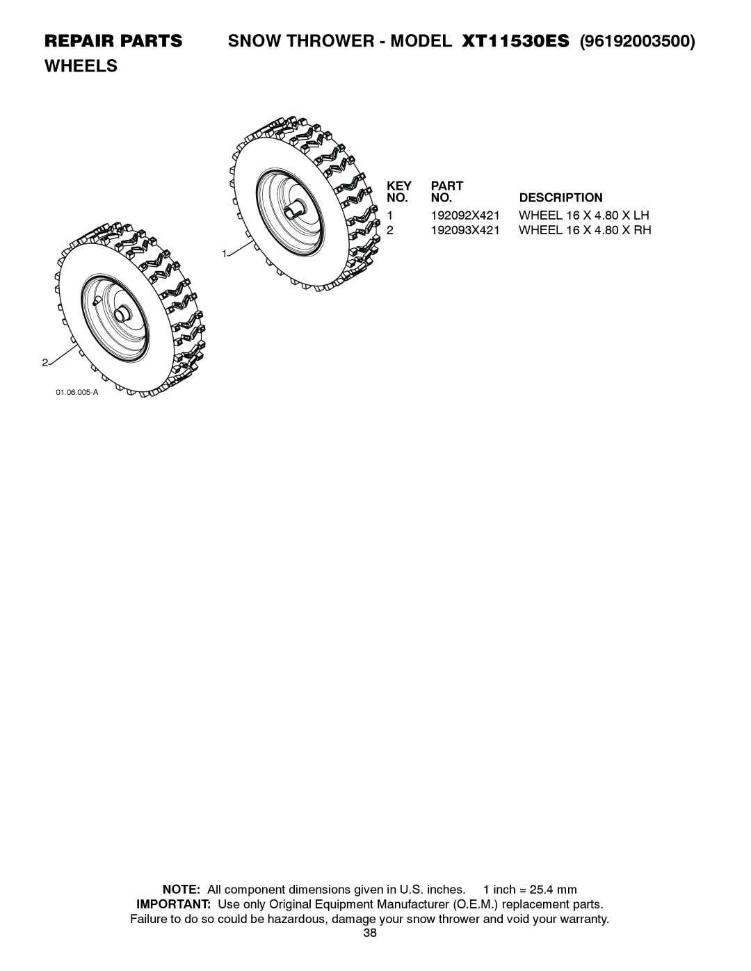 Poulan XT11530ES, 428861, 96192003500 owner manual 01.06.005-A 