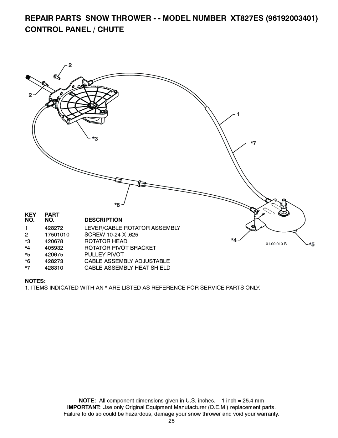 Poulan 96192003401, 429837 owner manual LEVER/CABLE Rotator Assembly, Rotator Head, Rotator Pivot Bracket, Pulley Pivot 