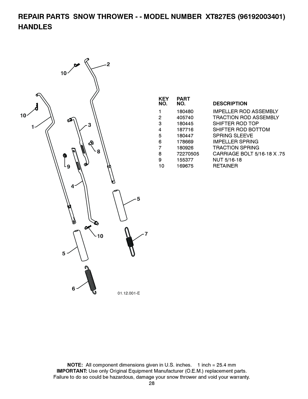 Poulan 429837 owner manual Impeller ROD Assembly, Traction ROD Assembly, Shifter ROD TOP, Shifter ROD Bottom, Spring Sleeve 