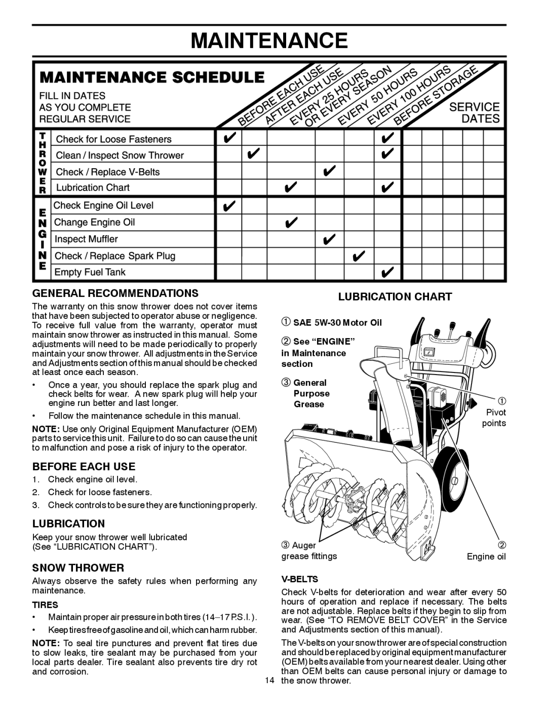 Poulan 429884, 96192003501 owner manual Maintenance 