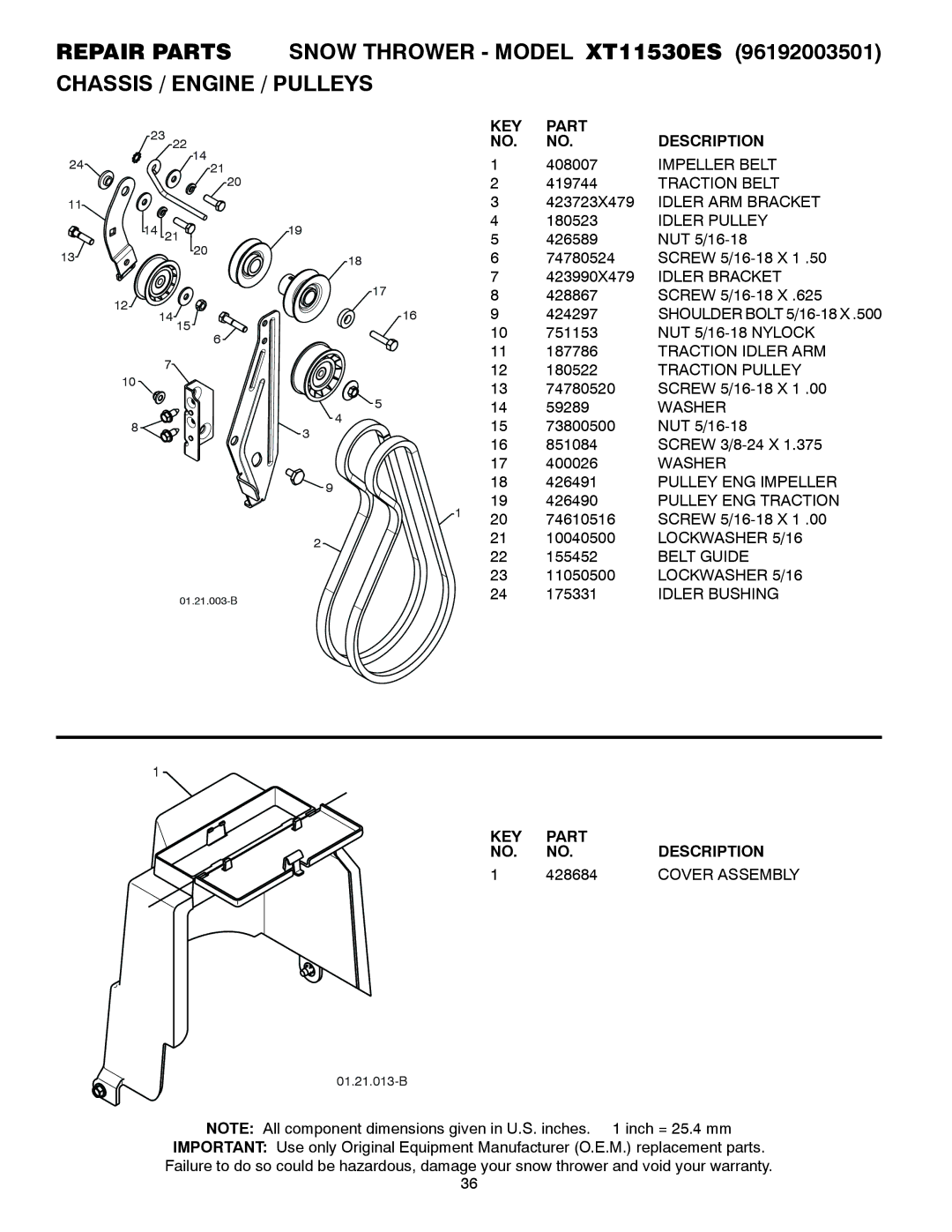 Poulan 429884, 96192003501 owner manual 428684 