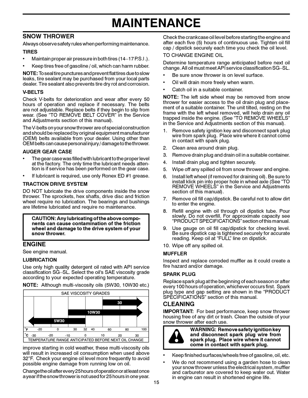 Poulan 429890 owner manual Snow Thrower, Engine, Cleaning 