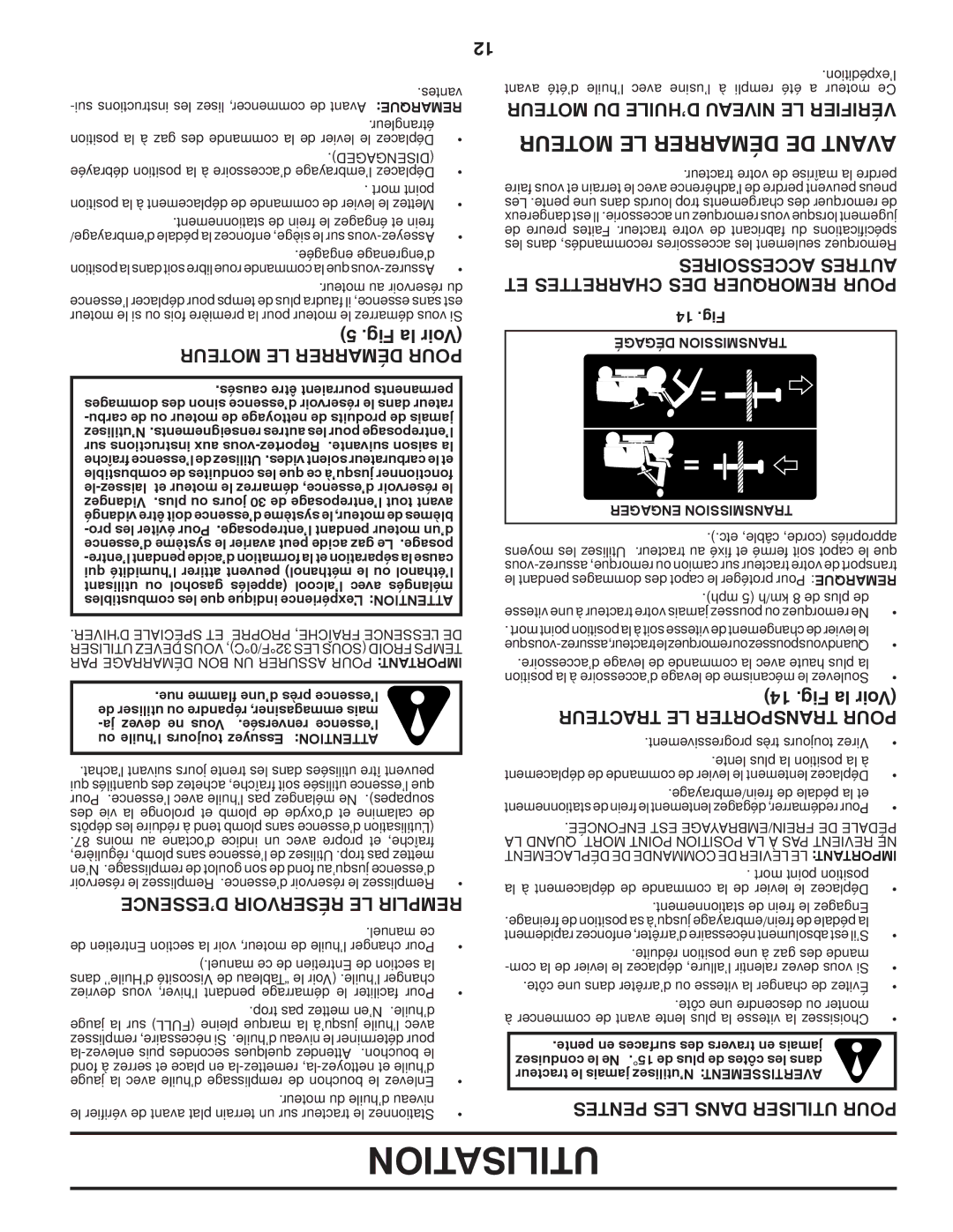 Poulan 96042010700, 430094 manual Accessoires Autres ET Charrettes DES Remorquer Pour, Moteur LE Démarrer Pour 