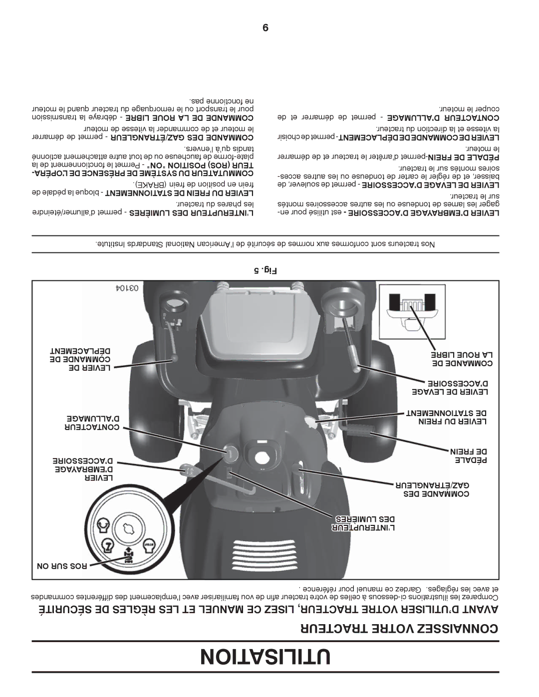 Poulan 430094, 96042010700 manual ’OPÉRA DE Présence DE Système DU Commutateur 