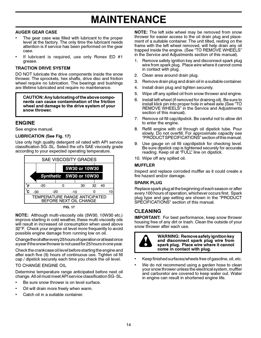 Poulan 430352, 96192003301 owner manual Engine, Cleaning 