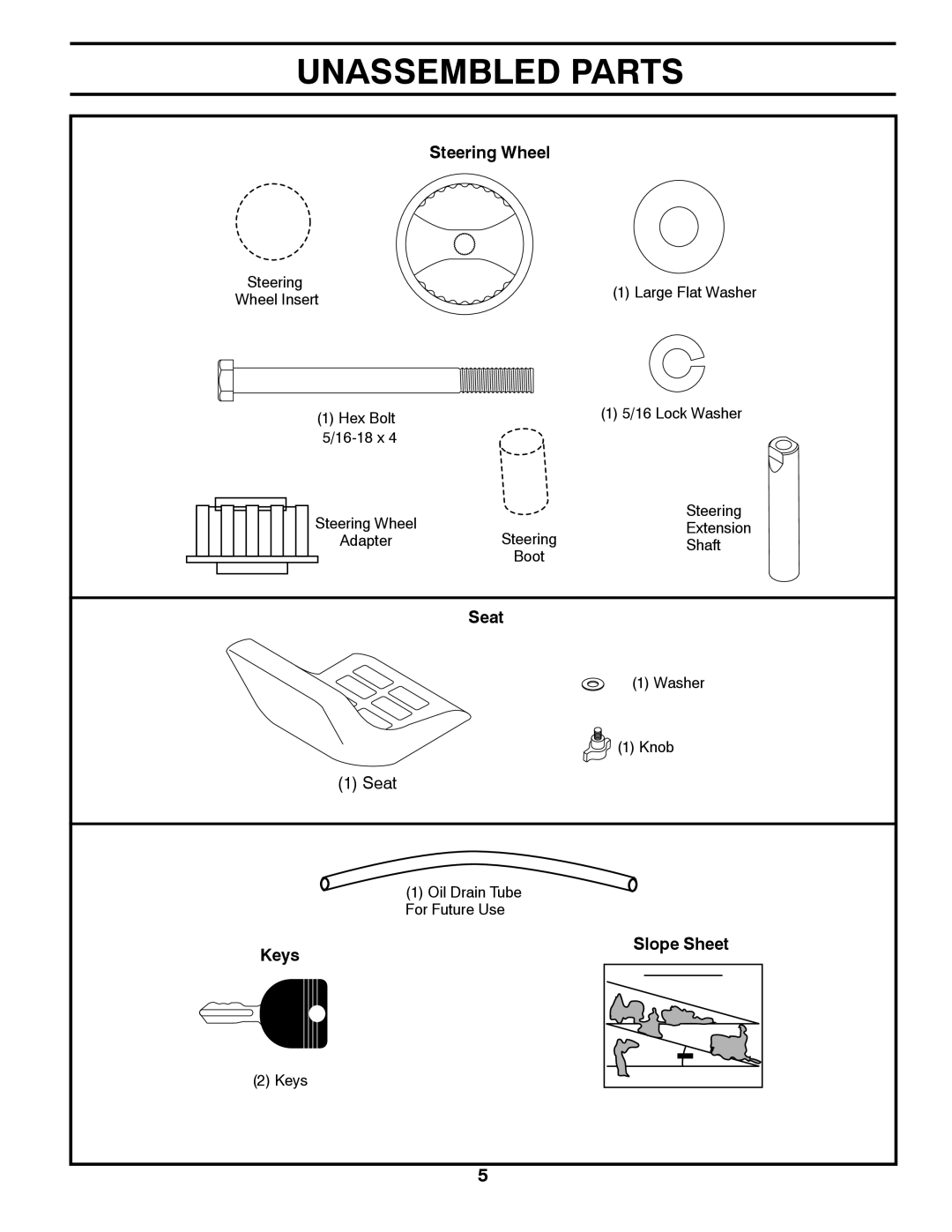 Poulan 9601210000, 430673 manual Unassembled Parts, Steering Wheel 