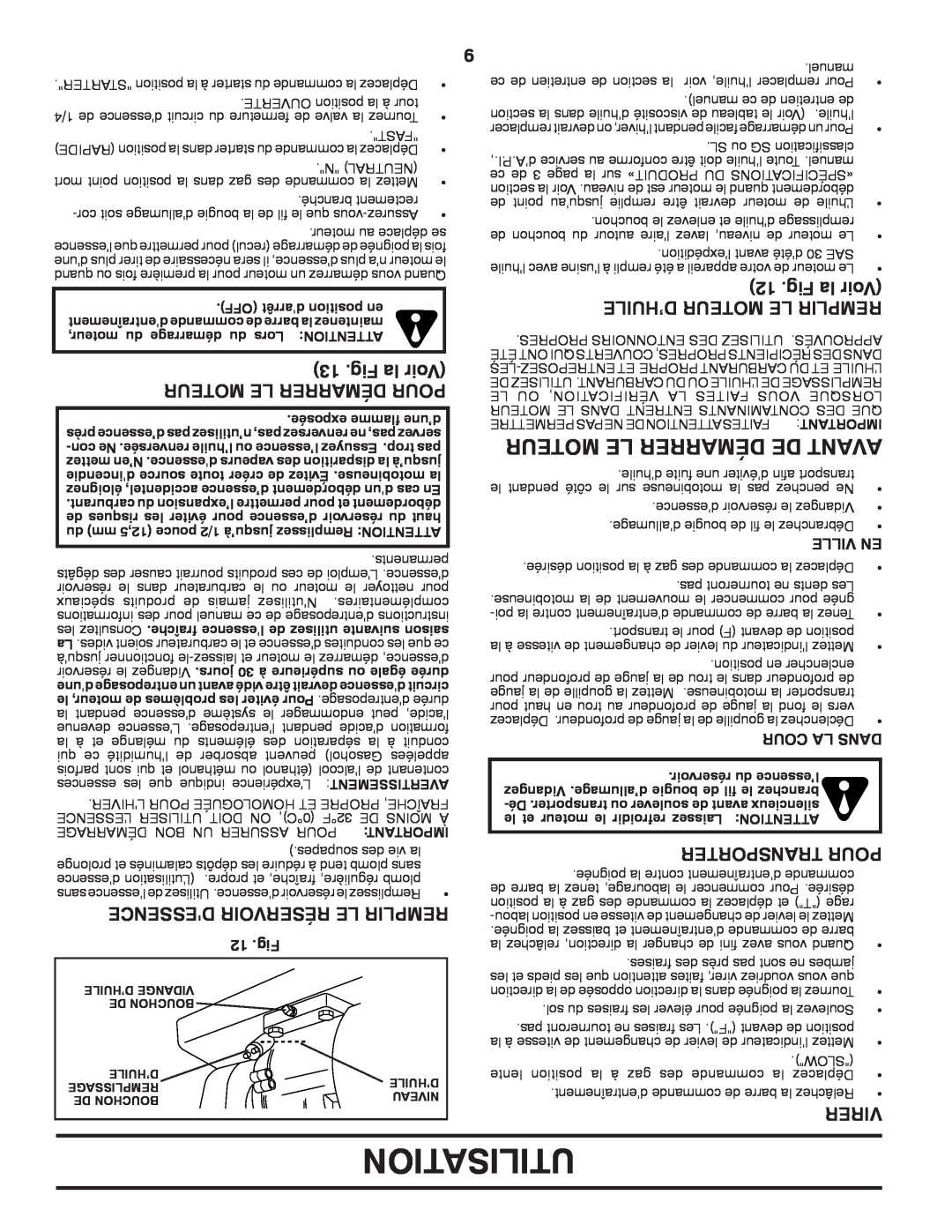 Poulan 433107 Moteur Le Démarrer De Avant, Fig la Voir, Moteur Le Démarrer Pour, Dessence Réservoir Le Remplir, Virer 