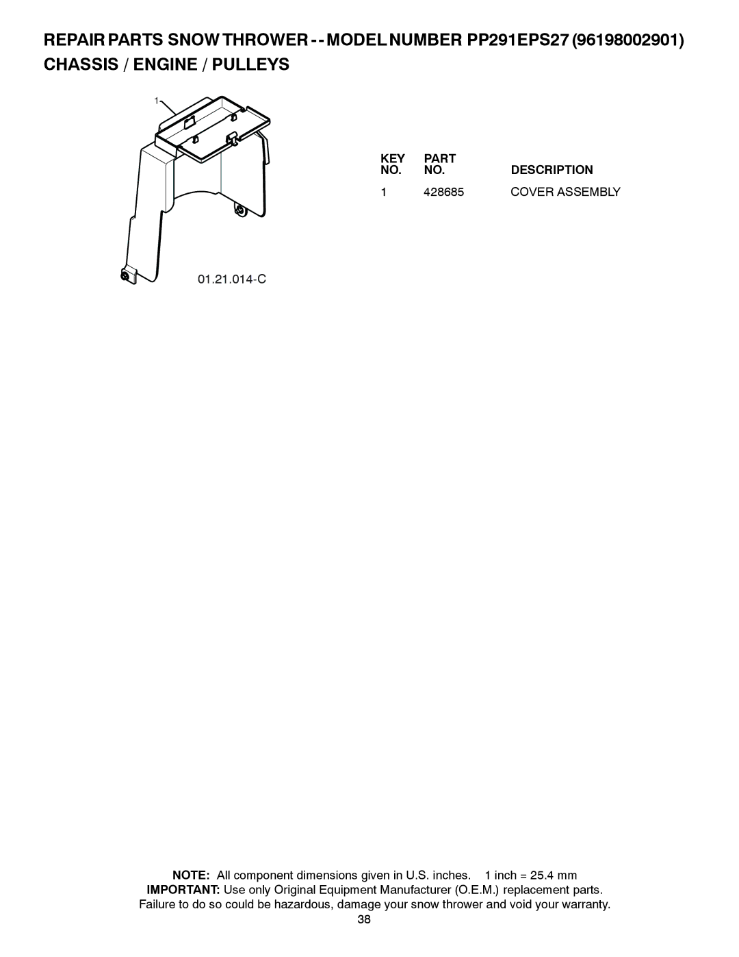 Poulan 435548, 96198002901 owner manual 01.21.014-C, 428685 