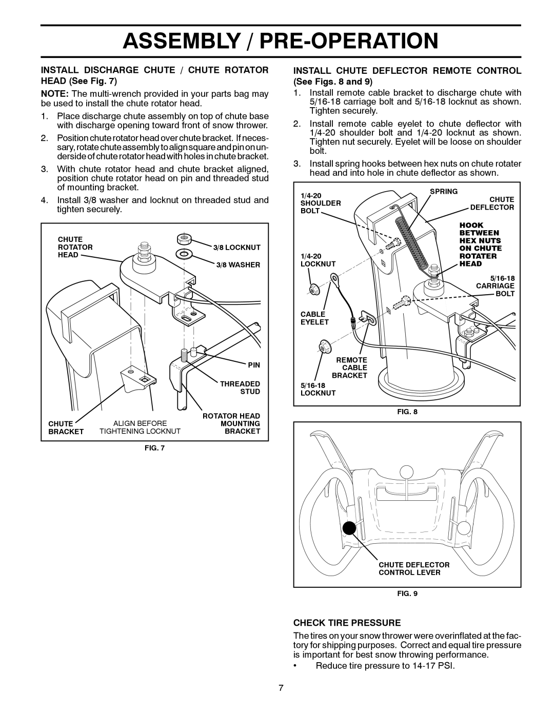 Poulan 96198003101 Install Discharge Chute / Chute Rotator Head See Fig, Install Chute Deflector Remote Control See Figs 