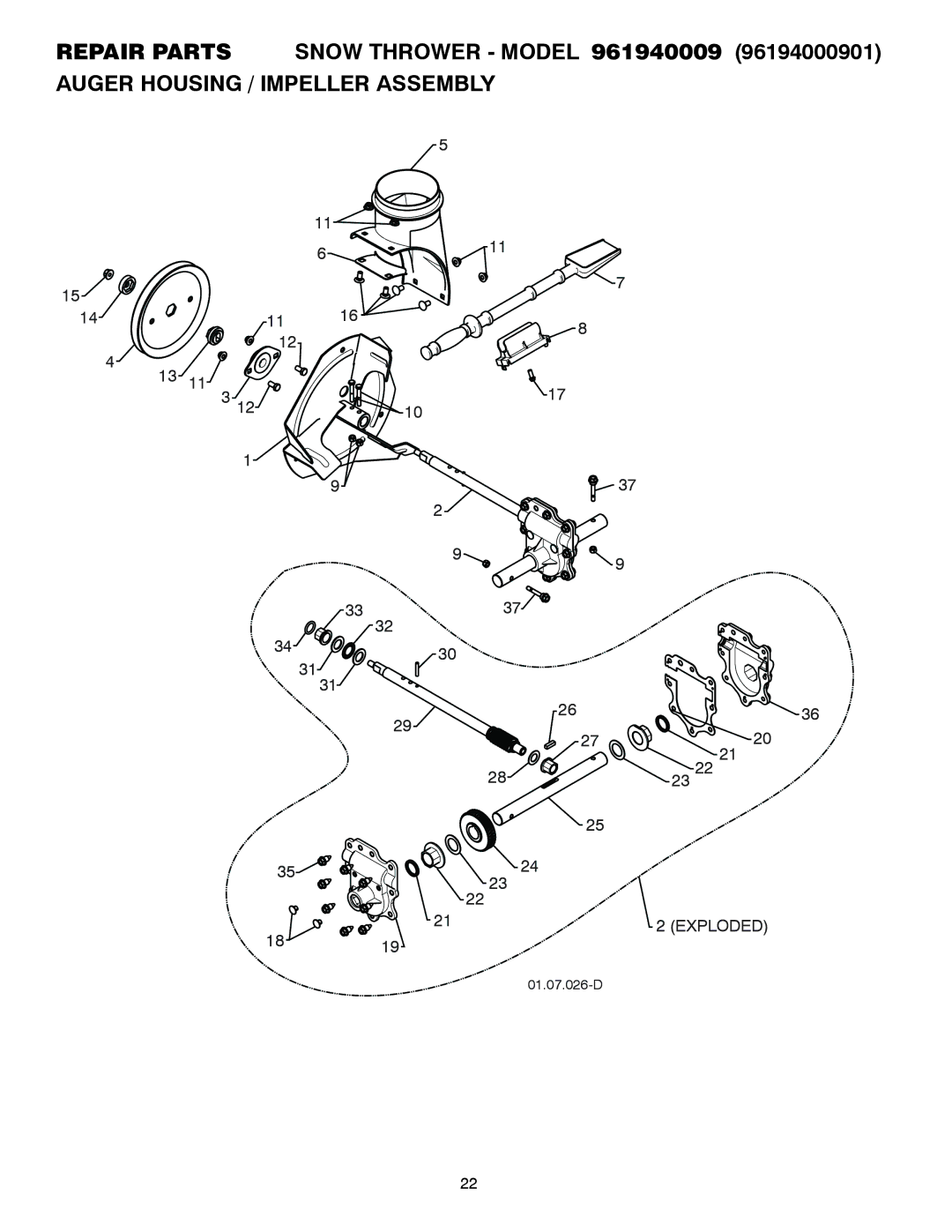 Poulan 435560, 96194000901 owner manual Exploded 