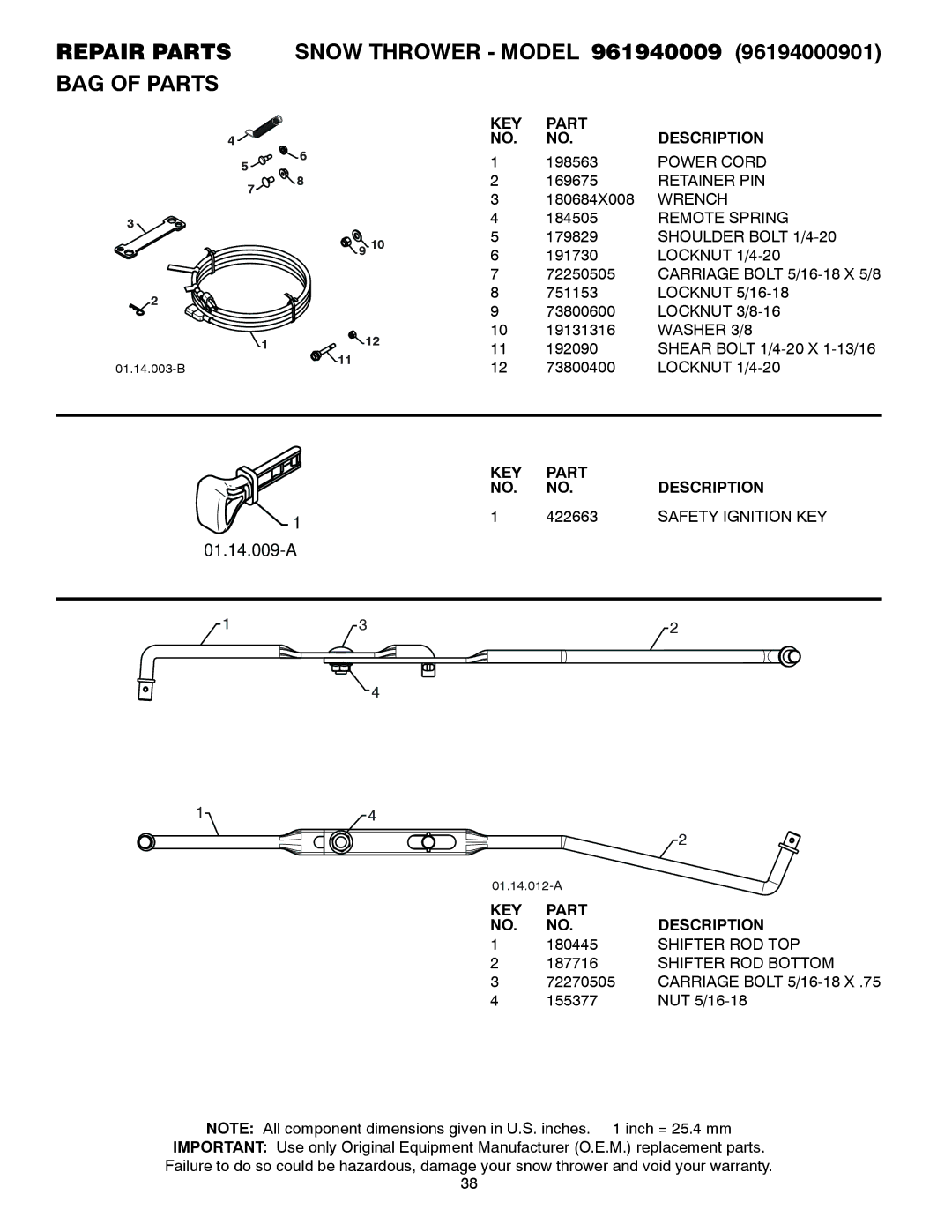 Poulan 96194000901, 435560 owner manual 422663, Safety Ignition KEY 