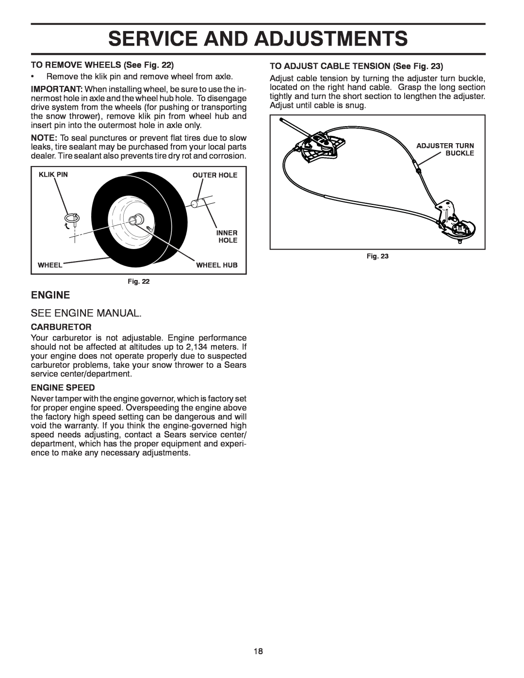 Poulan 435564, 96198003600 See Engine Manual, Service And Adjustments, TO REMOVE WHEELS See Fig, Carburetor, Engine Speed 