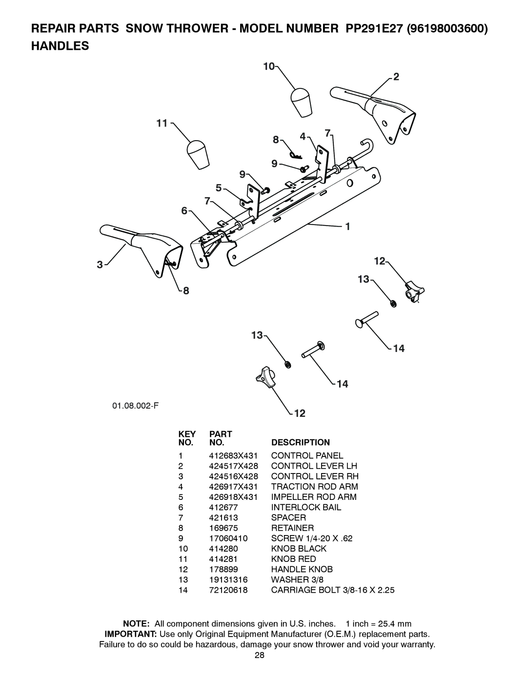 Poulan 96198003600, 435564, PP291E27 owner manual 01.08.002-F 