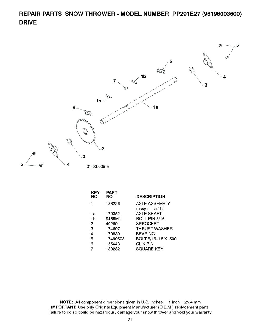 Poulan 96198003600, 435564, PP291E27 owner manual 01.03.005-B 