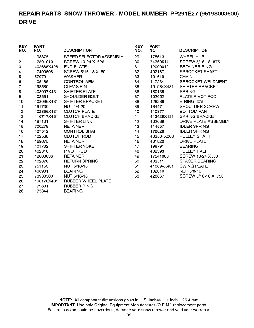 Poulan 435564 Speed Selector Assembly, Wheel HUB, END Plate, Retainer Ring, Sprocket Shaft, Washer, Chain, Control ARM 