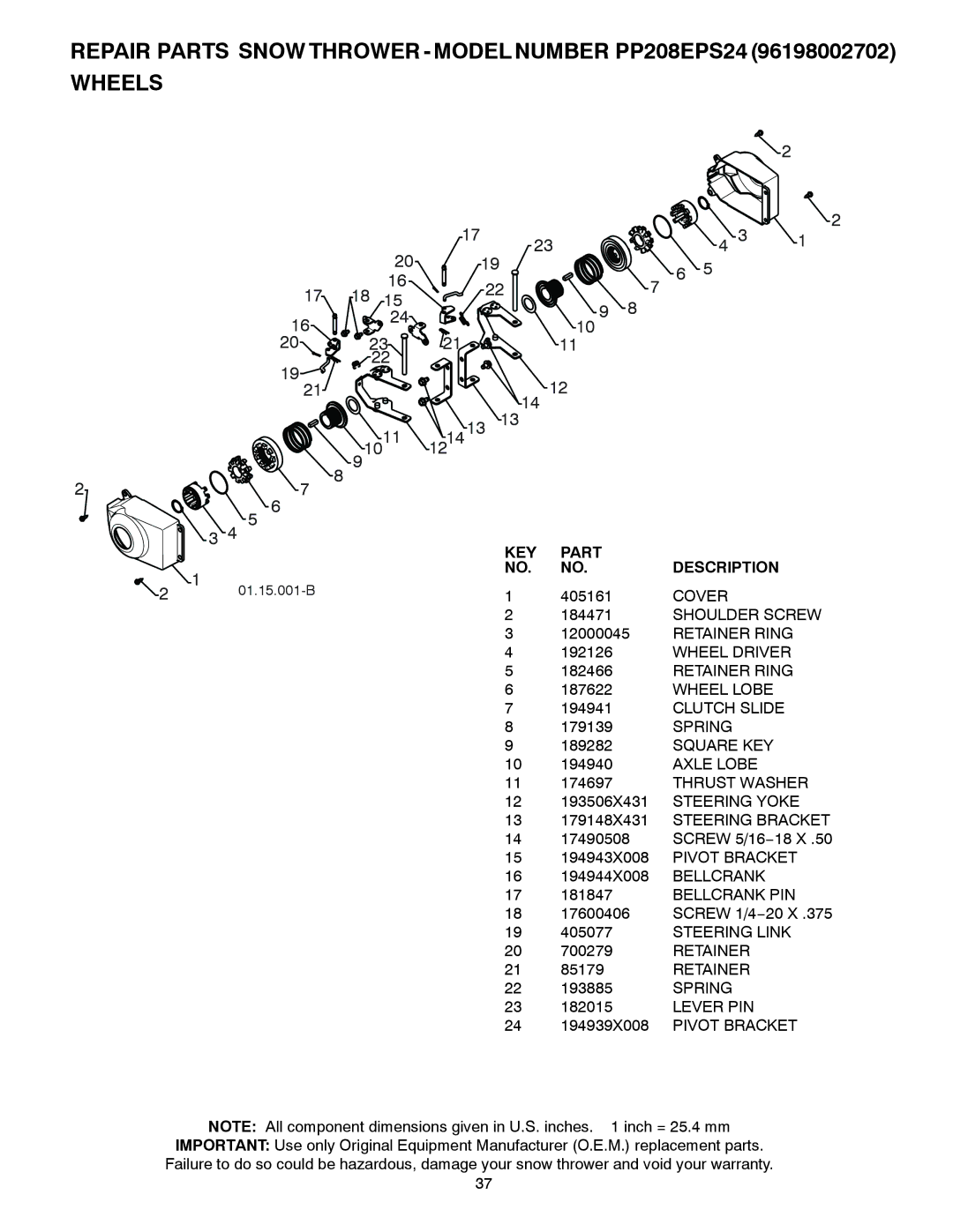 Poulan 96198002702 Cover, Wheel Driver Retainer Ring, Wheel Lobe, Clutch Slide, Axle Lobe, 13 179148X431 Steering Bracket 