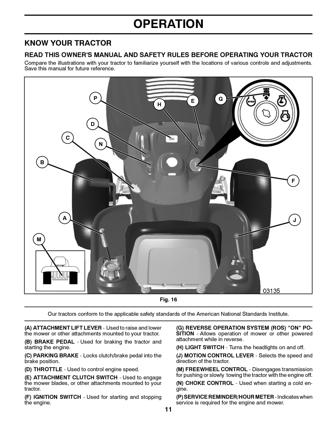 Poulan 96042011101, 436155 manual Know Your Tractor, Operation 