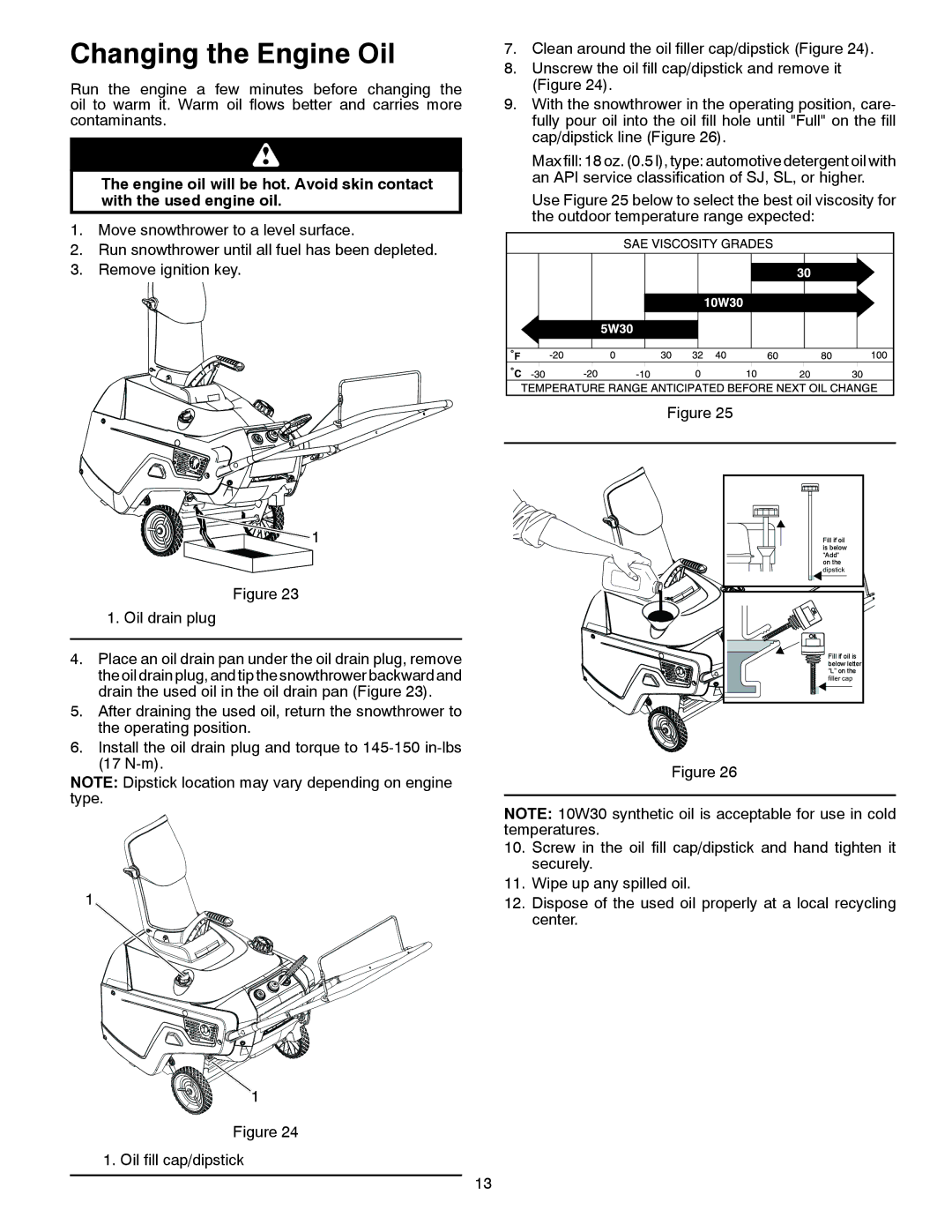 Poulan 96188000100, 436414 owner manual Changing the Engine Oil 