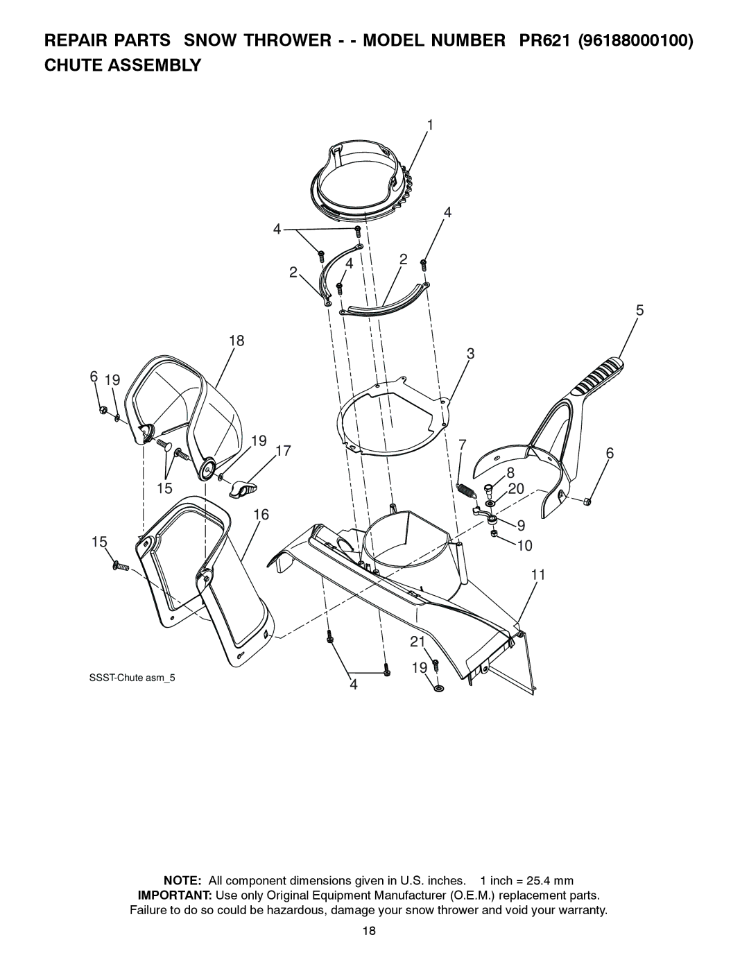 Poulan 436414, 96188000100 owner manual SSST-Chute asm5 