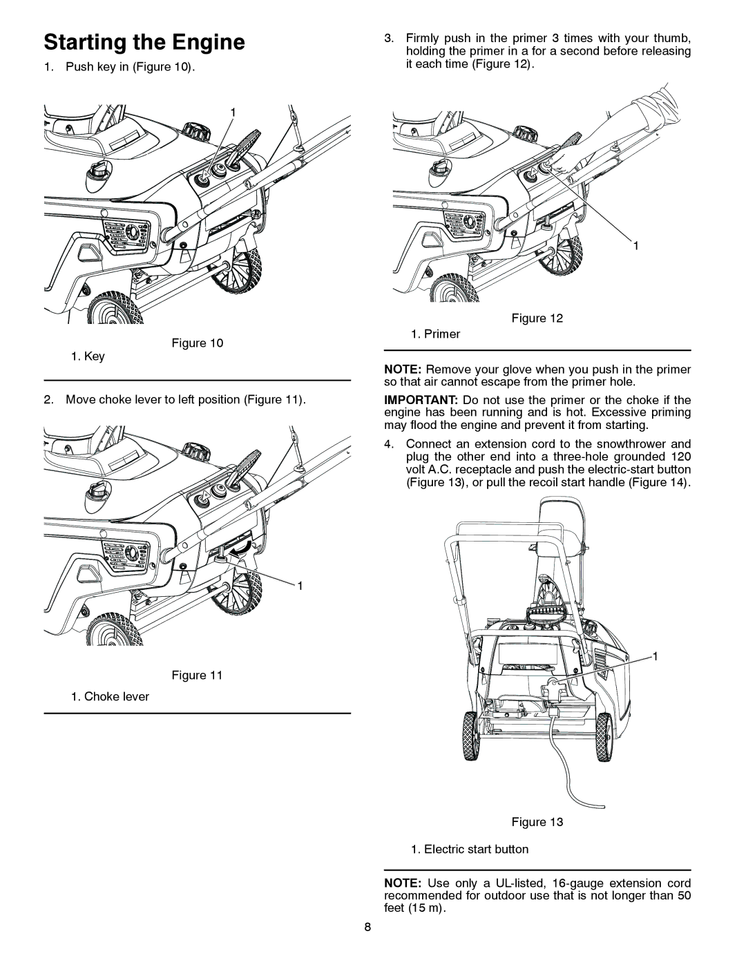 Poulan 436414, 96188000100 owner manual Starting the Engine 