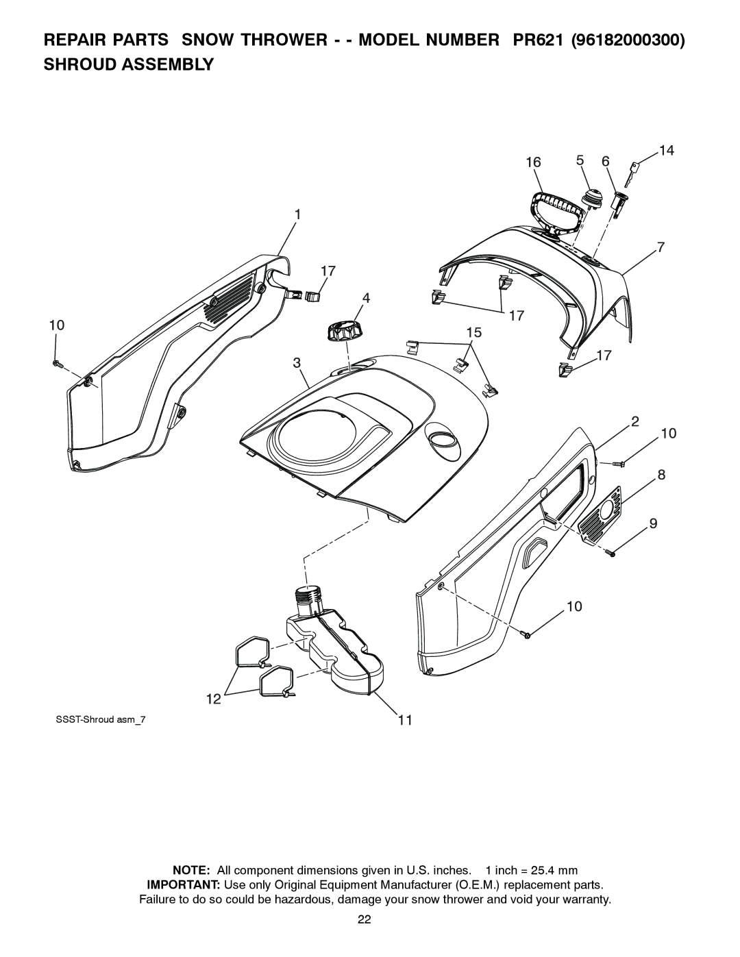 Poulan 96182000300, 436430, PR621 owner manual SSST-Shroud asm7 