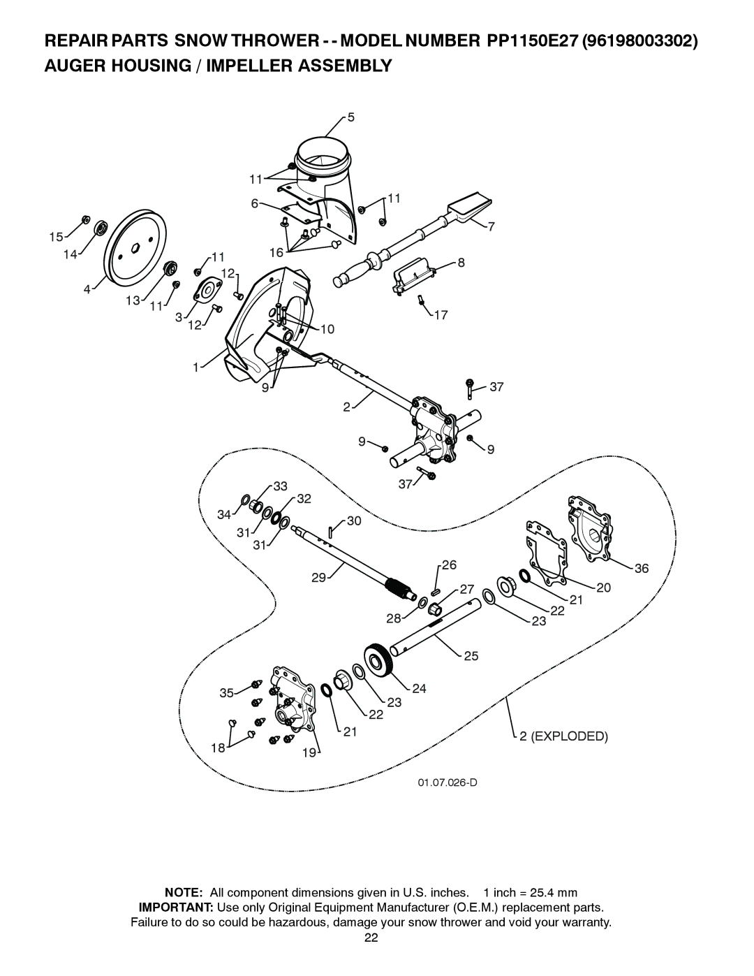 Poulan 436842, 96198003302 owner manual Exploded 