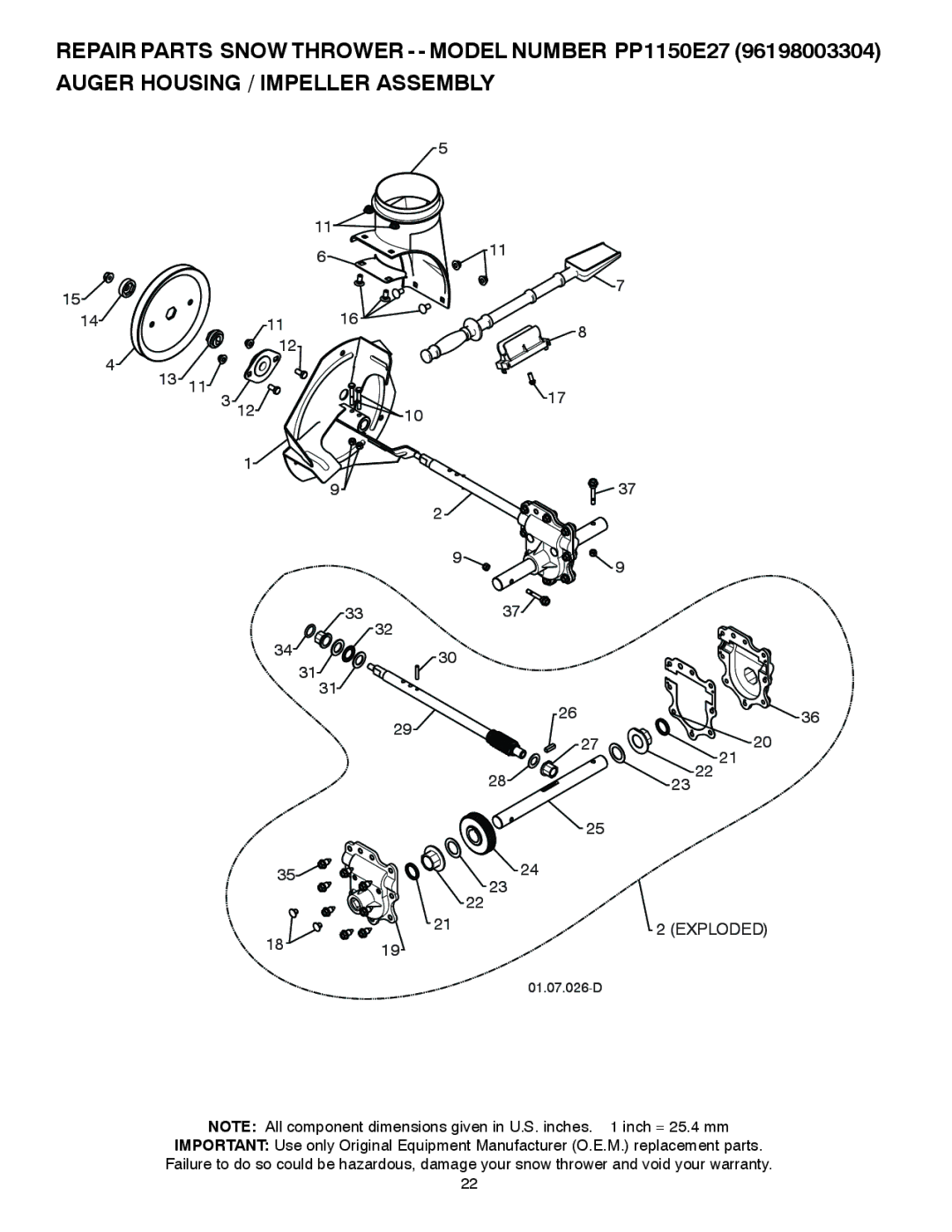 Poulan 437685, 96198003304 owner manual Exploded 