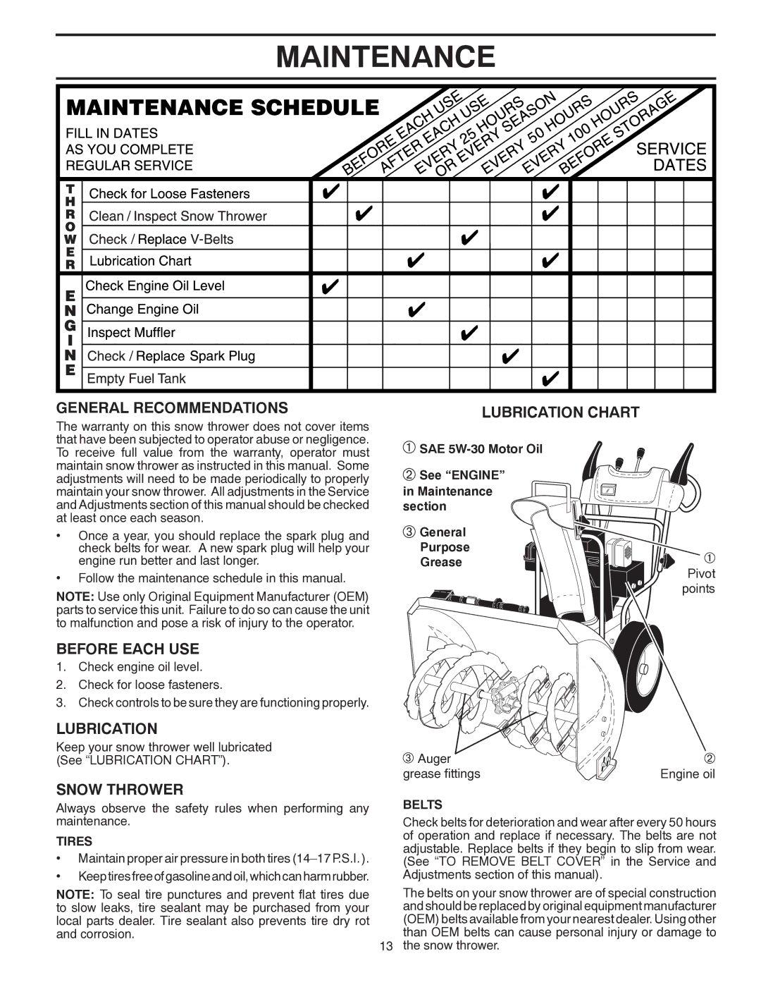 Poulan 96192004501, 437920 owner manual Maintenance 