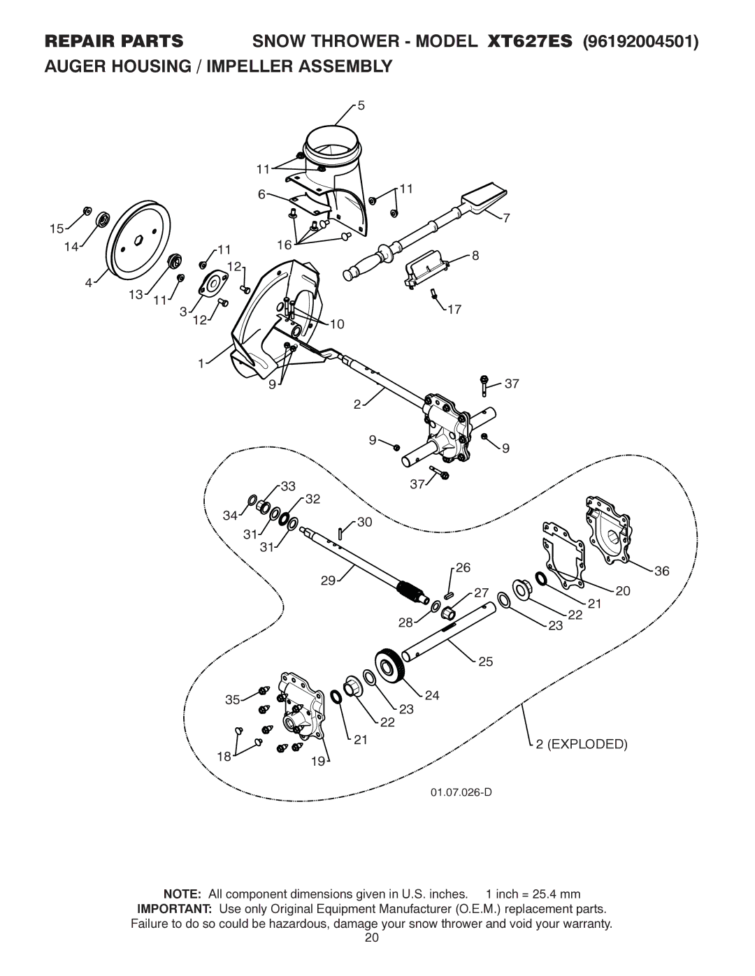 Poulan 437920, 96192004501 owner manual Exploded 