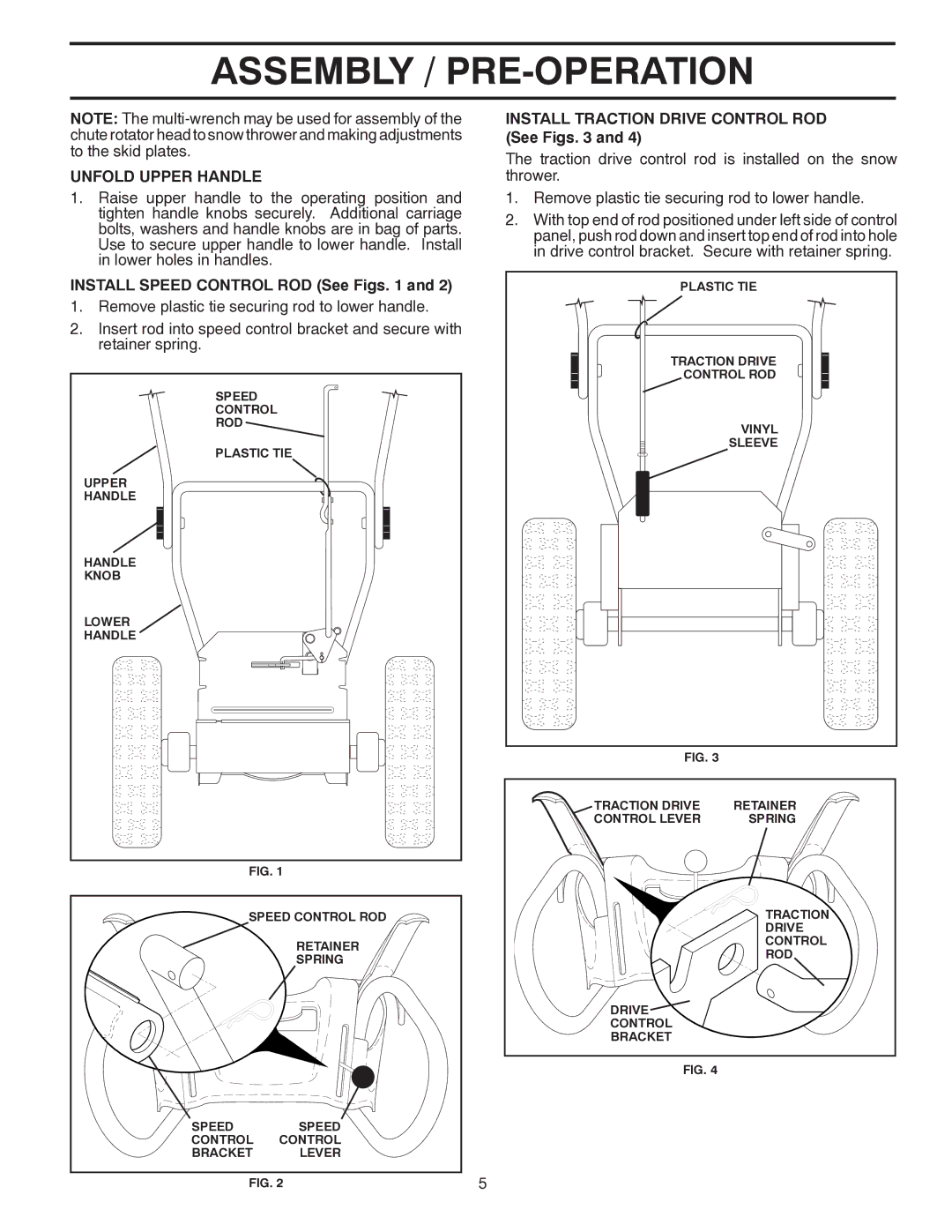 Poulan 96192004501 Unfold Upper Handle, Install Speed Control ROD See Figs, Install Traction Drive Control ROD See Figs 