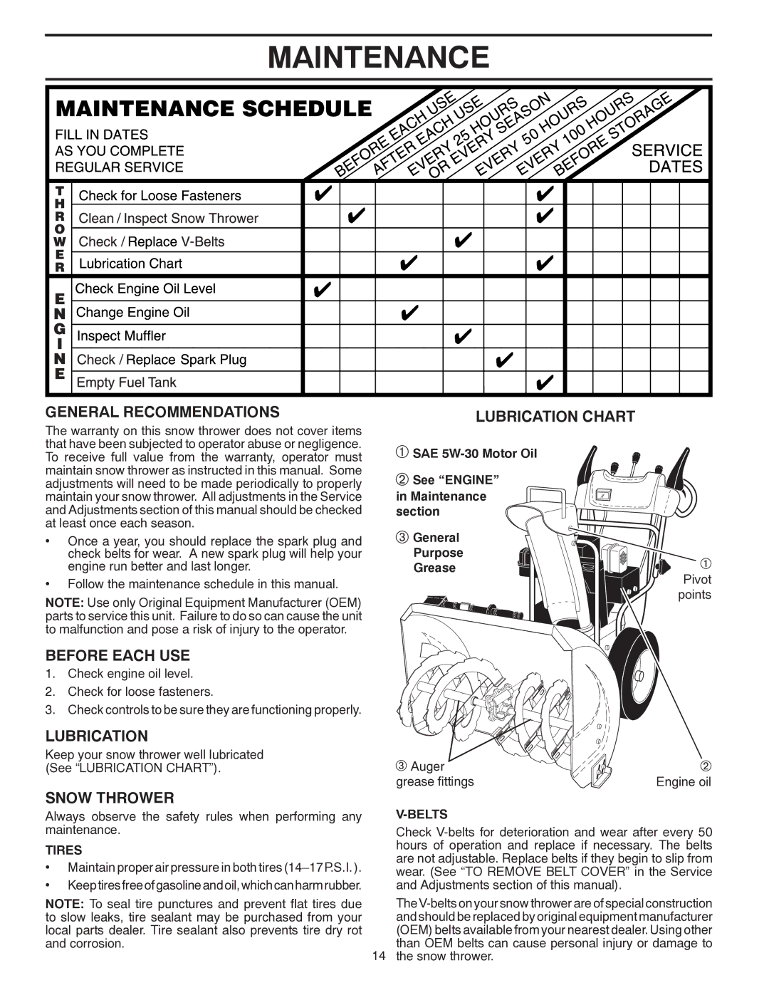 Poulan 437970, 96192003503 owner manual Maintenance 