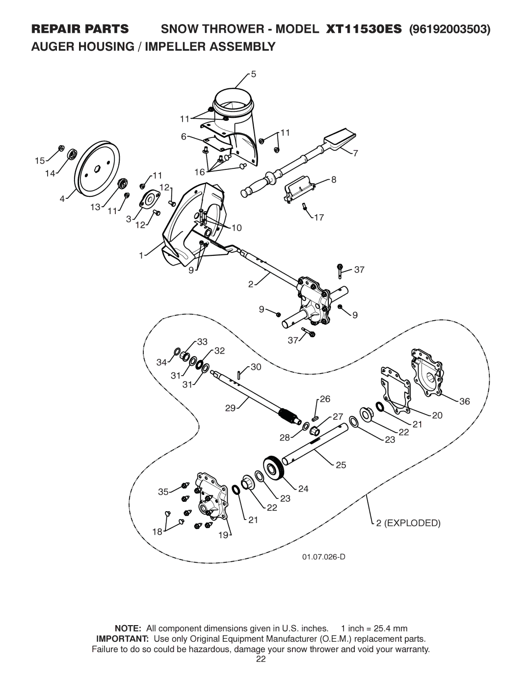 Poulan 437970, 96192003503 owner manual Exploded 