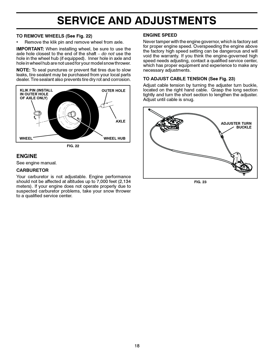 Poulan 438361, 96192004600, PR8P27ES To Remove Wheels See Fig, Carburetor, Engine Speed, To Adjust Cable Tension See Fig 