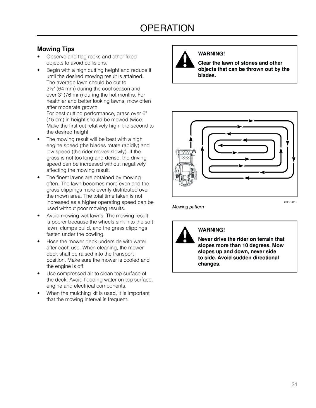 Poulan 460ZX / 966550201 manual Mowing Tips 