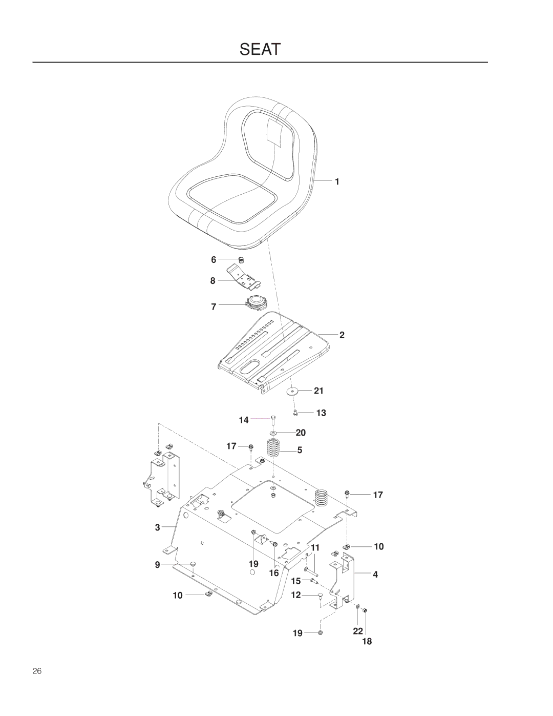 Poulan 461ZX, 966681801 warranty Seat 