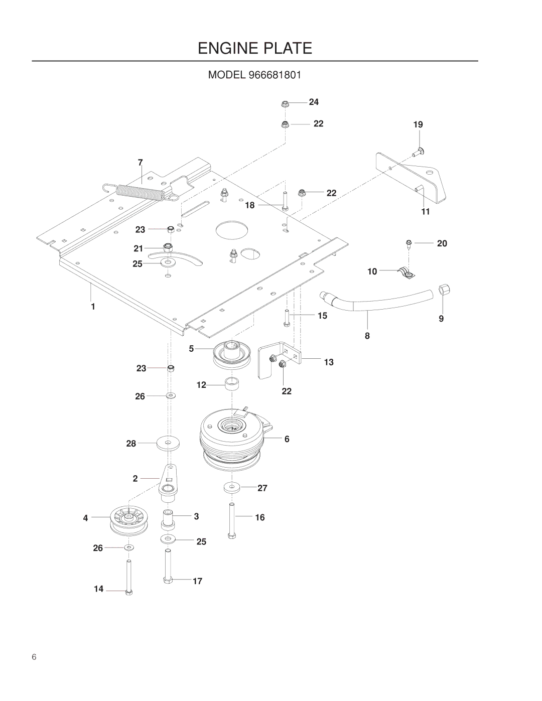 Poulan 461ZX, 966681801 warranty Engine Plate 