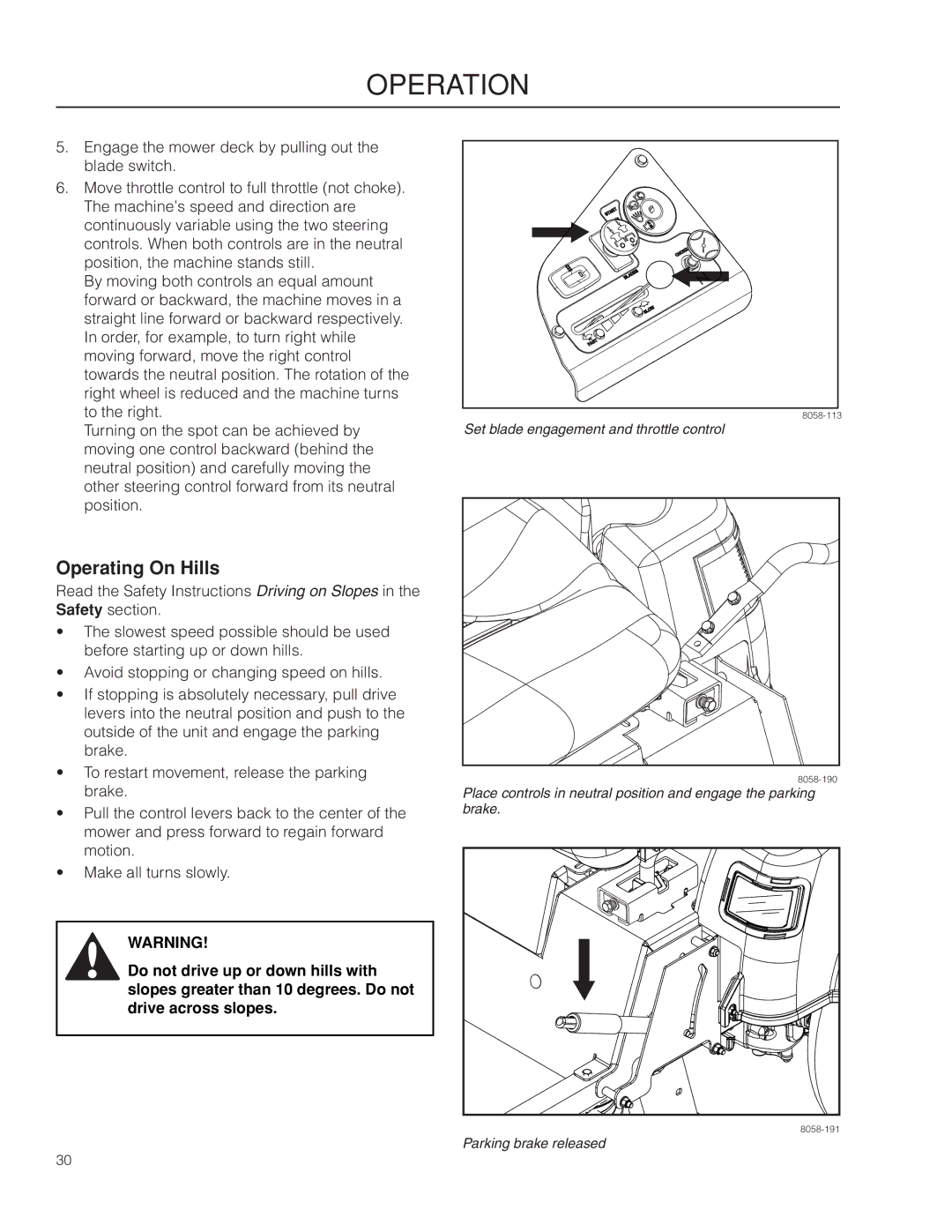 Poulan 461ZX, 966681801 warranty Operating On Hills 