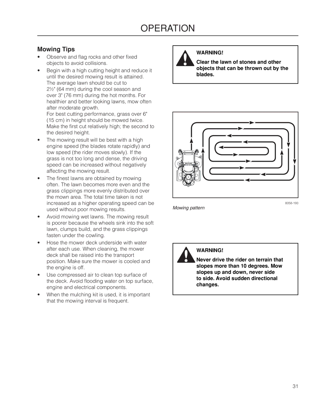 Poulan 966681801, 461ZX warranty Mowing Tips 