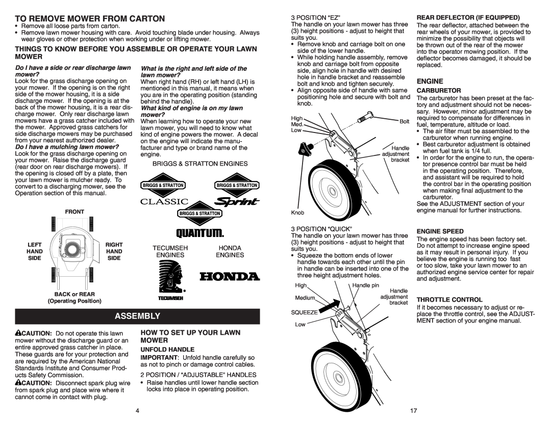 Poulan 500N22SH Assembly, Things To Know Before You Assemble Or Operate Your Lawn Mower, How To Set Up Your Lawn Mower 