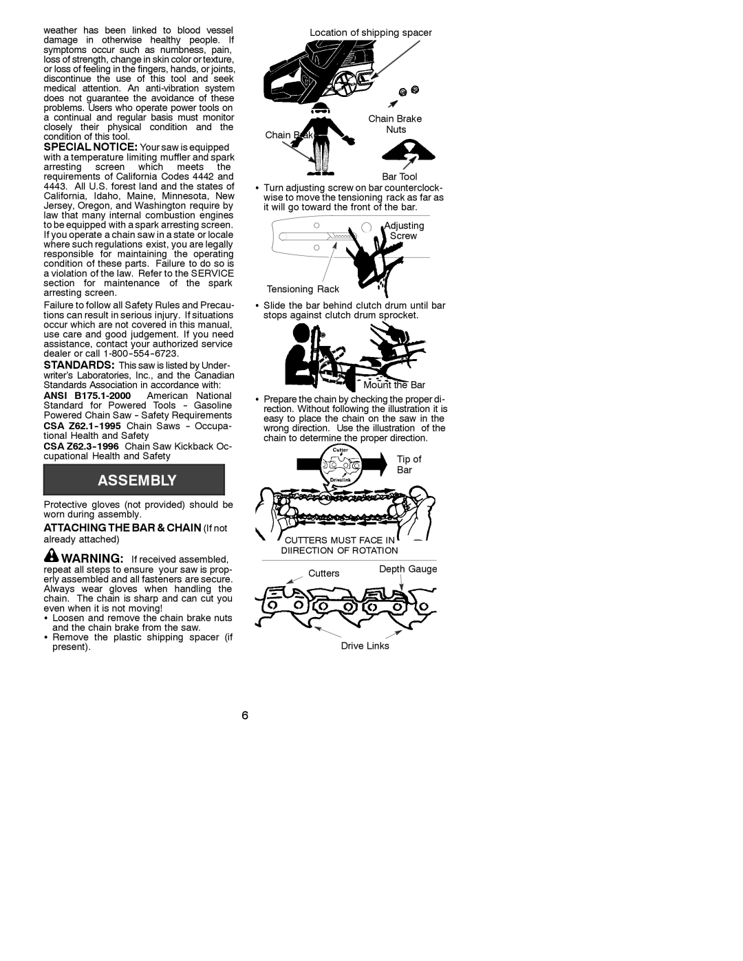 Poulan 530086595 instruction manual Attaching the BAR & Chain If not, Cutters Depth Gauge Drive Links 